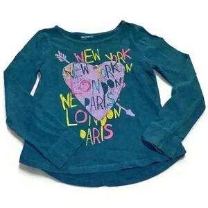 GapKids Girls Blue Glitter City Logo Long Sleeve T-Shirt Size 8-9